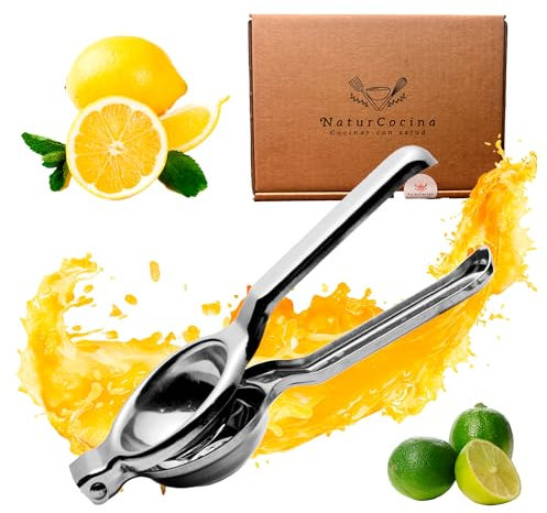 NaturCocina Exprimidor Limon manual grande 8 cm diámetro, Exprimidor de limon, Exprimidor limones manual cocina, Exprimidor para Cítricos, prensa acero inoxidable Natur Cocina, Restaurante