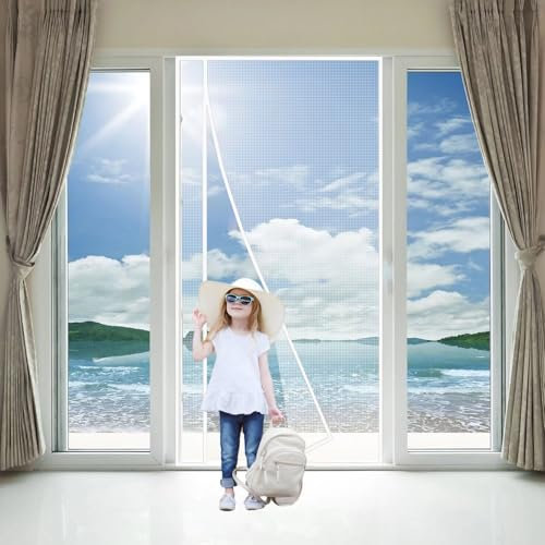 Wohnmobil-Tür-Moskitonetz 70x225cm Weiß Moskitonetz, Tür, Fenster, automatisch schließender Anti-Fliegen-Vorhang ohne Bohren für Flure, Terrassentüren