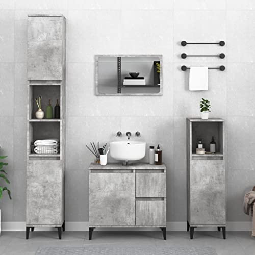 UJCHVHN Artikel-3-teiliges Badezimmerschrank Set Beton Grau Design Holz, Möbelsets, Badmöbelsets