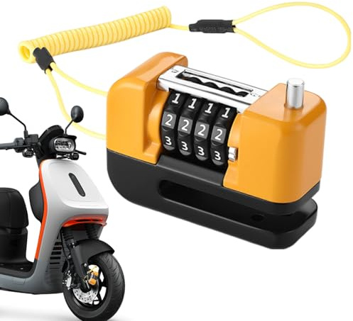 Verrou de frein de moto – Cadenas de sécurité à disque de roue avec combinaison à 4 chiffres | Accessoires de cyclisme, équipement de verrouillage extérieur pour vélos, motos, vélos électriques