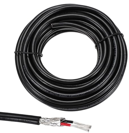 sourcing map 1 câble blindé UL2464 18AWG 5,5 m 300 V 2 conducteurs en PVC électrique CNC avec blindage double couche pour appareils ménagers, câblage automobile