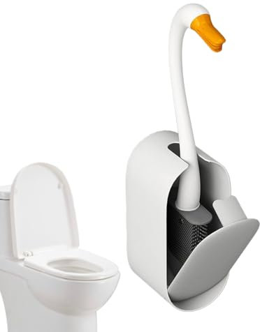 Wall Mounted Toilet Brush Holder - Motorhome Toilet Brush | Space-Saving Cleaning Accessory with Built-in Storage Liquid Cleaner and Swan Design for Bathroom Sink