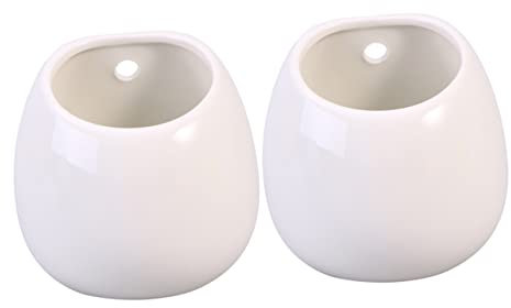 FUNOMOCYA 2pezzi Vasi Sospesi in Ceramica Bianca Da Parete Per Piante Succulente e Piante Sospese Contenitori Decorativi Versatili Per Esterni Ed Interni Senza Foro