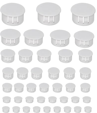 170PCS White Plastic Hole Plug Set, Drill Caps | Nylon Snap-In Plugs, 170PCS 5-25mm White Caps in 7 Sizes for Cabinets, Furniture and DIY Repairs