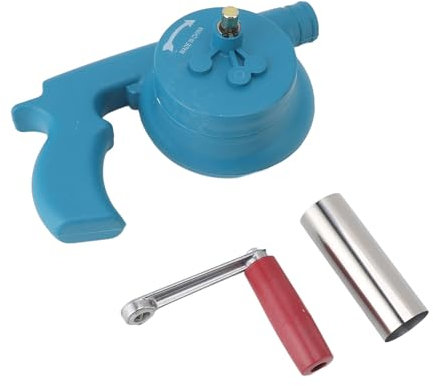 Ventilatore per barbecue a manovella Respice Finem, aumenta la potenza di fuoco, soffiatore d'aria portatile per barbecue, per campeggio all'aperto, giallo, realizzato in plastica (Blu)