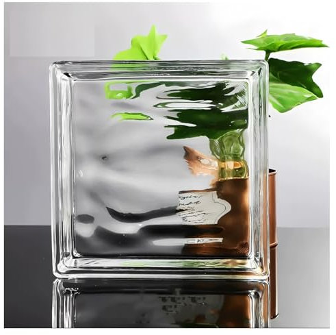 Brique de verre de processus, Cloisons en verre carrées creuses transparentes 190 x 190 x 50 mm, haute transparence, isolation phonique et thermique(Clear-d)