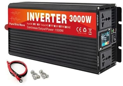 Convertisseur Onduleur Voiture 3000 W À Onde Sinusoïdale Double Prise Écran LCD Convertisseur Tension CC 12 V 24 V Vers CA 220 V Transformateur(12V,240V 60HZ_EUROPE)