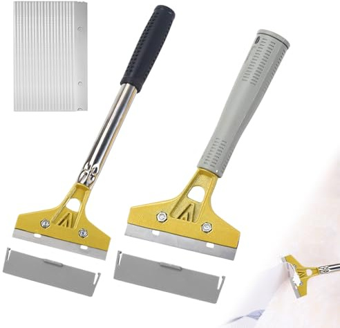 Riisoyu 2 Stück Tapetenentferner Set, mit 20 Ersatzklingen Tapetenschaber mit Gummigriff Fensterschaber mit Schutzhülle Bodenschaber zum Entfernen von Tapeten und Bodenfliesen-Kleber, Abziehbilder