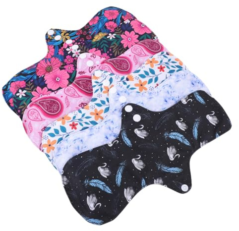 DEARMAMY Compresas Menstruales Reutilizables 6 Unidades Talla Grande Malla Transpirable Absorbentes Multiusos para Maternidad y Periodo de Lactancia Color Aleatorio