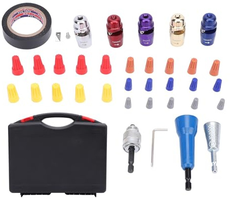 Elektrischer Abisolierer Set, 37 Stück Kabelschneider und Kabelquetscher für Draht bis 6mm - Schnell, Kompatibel mit Bohrmaschine, Für RG59 Coaxial Kabel F Stecker Sat Kabel