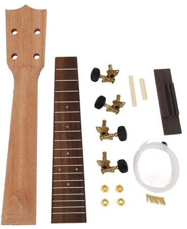 Kit per collo ukulele, pacchetto di parti di sostituzione fai -da -te in legno con bridge corde dei sintonizzatori, hardware di assemblaggio di riparazioni set per un concerto di