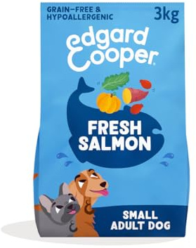 Edgard & Cooper Pienso para Perros Adultos Mini, Salmón Fresco (3kg), Comida Perro Seca Hipoalergénica, Los Ingredientes Naturales, con Equilibrio de Fibra añadido