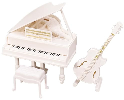 Modèle de piano - PP, jouet éducatif piano tabouret miniature, fabriqué avec soin | Scène améliorée, modèle d'instrument de musique sûr, décoration de maison miniature pour anniversaire, Thanksgiving