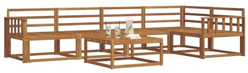 vidaXL Outdoor-Sofagarnitur 6 pcs Natur Massivholz Akazie, Gartenmöbelset, modernes Patiosofa, Robustes modulares Lounge-Set, Outdoor-Sitzgelegenheit für Garten, Poolbereich, Akazienholz