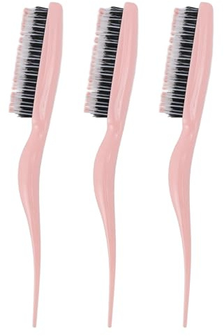 3 cepillos para cardar el cabello con mango ergonómico, cepillos portátiles para cardar el cabello con peine de de rata para el hogar y los viajes. (Rosácea)