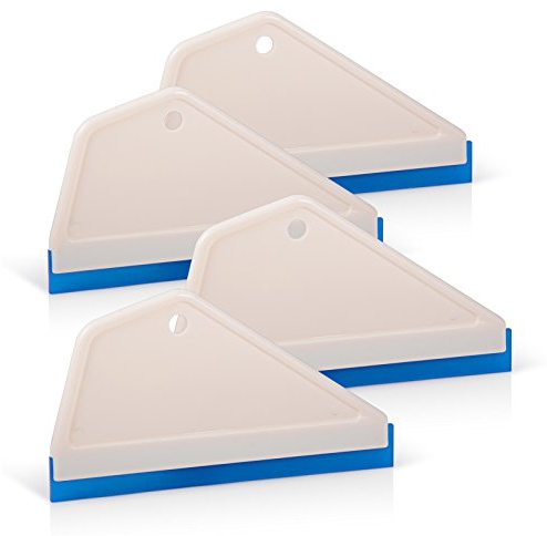 FOSHIO 4Pack White Auto Home Kitchen Bathroom Shower Squeegee Hand Squeegee Window Wiper Mirror Wiper with Blue Silicone Water Blades