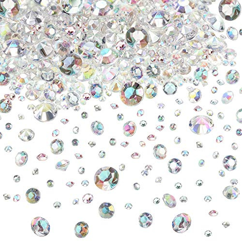 Hicarer 4000 Pieces Diamonds Crystals Acrylic Gems Wedding Table Scattering Gemstones Christmas Party Decorations Bridal Shower Masquerade Vase Fillers(Crystal AB,3 mm, 6 mm and 10 mm)