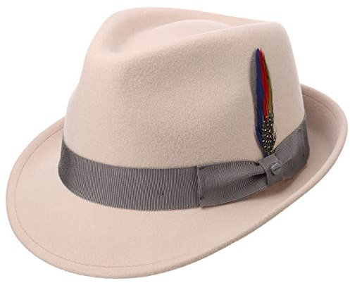 Stetson Elkader Trilby Filzhut Damen Herren Wollfilzhut Asahi Guard wasserabweisend schmutzabweisend Sommer Winter Hellbeige XL (60-61 cm)