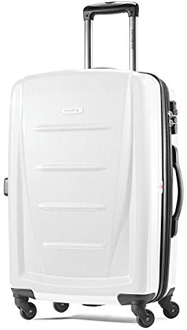 Samsonite Winfield 2 Hartschalengepäck mit Spinnrollen, Weiß gebürstet, Checked-Medium 24-Inch, Winfield 2 Hartschalengepäck mit Spinnrollen