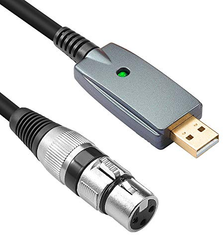 Disino USB Microphone Cable,XLR Female to USB Mic Link Converter Cable for Microphones or Recording Karaoke Sing,10 feet