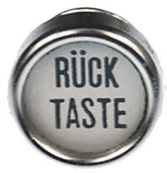 Miniblings RÜCKTASTE Brosche Pin Schreibmaschinentaste Vintage Upcycling weiß - Handmade Modeschmuck I Anstecknadel Button Pins