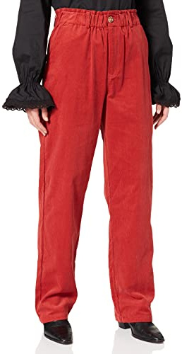 NA-KD Loose Fit Corduroy Pants Panas, Rosso, 34 para Mujer