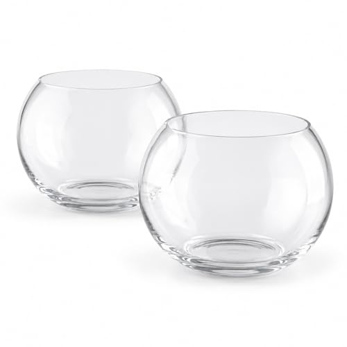Floralcraft® 20cm Glass Fish Bowl Vase (Pack of 2) – Clear Bubble Bowl for Flowers, Terrariums, Floating Candles & Wedding Centrepieces