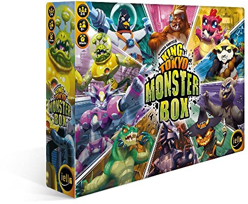 IELLO, King of Tokyo Monsterbox – Grundspiel mit Erweiterungen, taktisches Würfelspiel, rasante Kämpfe & Powerkarten, Für 2–6 Spieler ab 8 Jahren