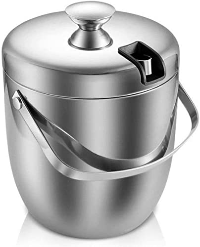 Seau a Glace Vintage pour Bouteille Récipients de Boisson au Seau avec Godet de Glace, Seau à Double paroi à Double paroi 2,8 L avec Couvercle et calculs de Whisky Pierres