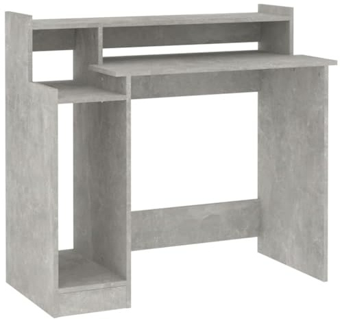 vidaXL Scrivania con Luci LED Grigio Cemento 97x45x90cm in Multistrato