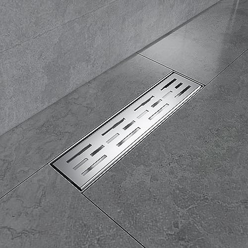 EMKE Canalina per doccia, 30 cm, in acciaio inox, set completo, scarico a pavimento, extra piatto, per doccia, sifone con filtro antiodore
