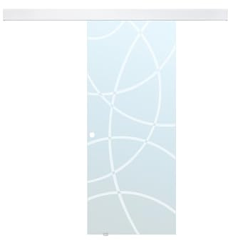 Venta-unica - Puerta corredera con aplique HEIDI - Altura 205 x Ancho 83 cm - Cristal templado