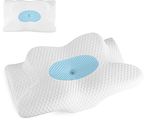 GOXIFACA Orthopädisches Kissen, Memory Foam Ergonomisches kopfkissen,Nackenhörnchen Kissen Nackenschmerzen, für Rücken-, Seitenschläfer, Schlafqualität verbessern, 60 * 35 * 10/12cm