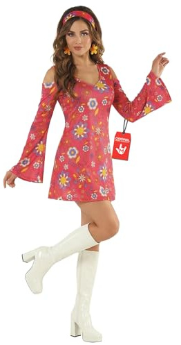 Morph Costume Hippie Femme, Déguisement Disco Années 70, Tenue Rétro Années 60, Soirée à Thème, S
