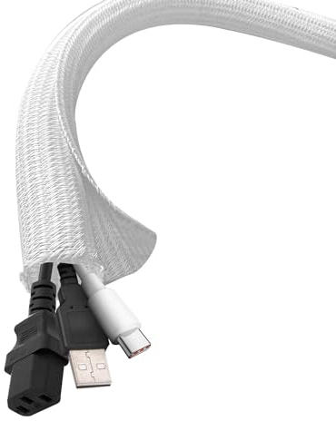 shinfly Guaina passacavi 6 mm x 3 m, Bianco– per 1–2 cavi sottili o un singolo cavo più spesso, organizer per cavi per PC, elettrodomestici, ufficio e moto