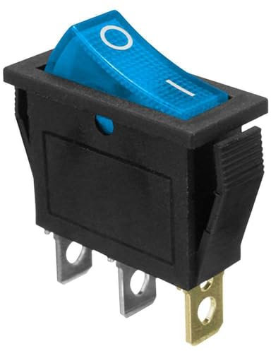 AUTOZOCO Interruptor basculante ON-OFF SPST 3 vias con led, 20 A, interruptor auxiliar luz, controlador eléctrico botonera, boton interruptor con luz led Azul