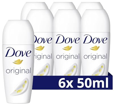 Dove Deodorant Roll-On original 0% deodorant utan aluminiumsalter med 1/4 närande kräm och 48 timmars skydd 50 ml 6 stycken