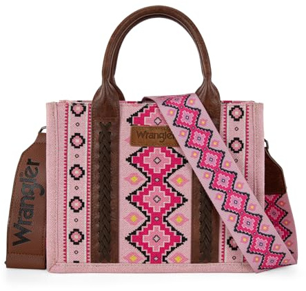 Wrangler Purse for Women Boho Aztec Tote Bag Hobo Shoulder Top Handle Handbags with Wide Guitar Strap Fall Collection Gift XY6 WG2203-8120SLPK