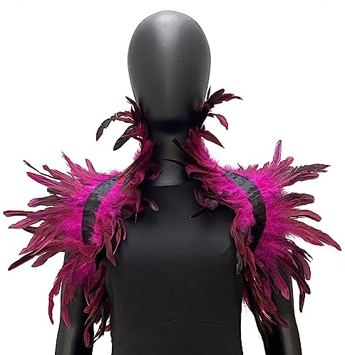 Surakey Gothic Achselzucken Schal Poncho Halloween Party Kostüm Epauletten Shrug Kragen, Damen Umhang Cape Federboa Schal Gothic für Halloween Cosplay Verkleidung