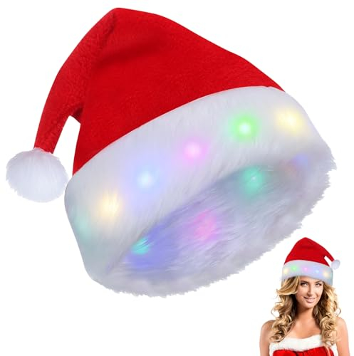 Seasboes Weihnachtsmütze, Nikolausmütze Plüsche, Weihnachtsmann Mütze Rote, Santa Mütze, Klassischer Weihnachtsmann-Outfit aus Samt, Festliche Partyartikel für Weihnachten und Neujahr
