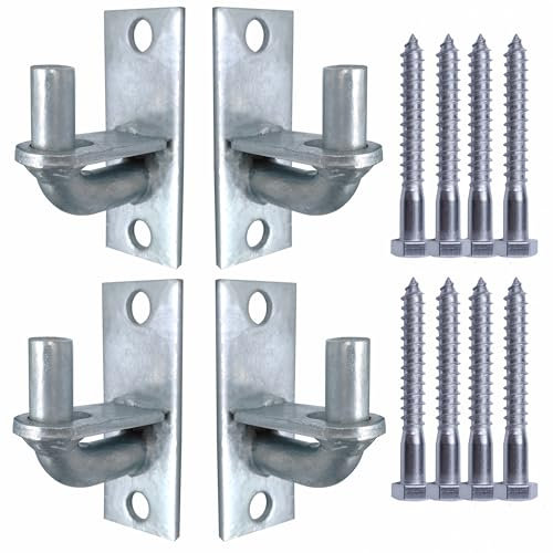 4 Pack Wall Mount Gate Hinges with Screws, Heavy Duty Farm Gate Hinges, Chain Link Fence Gate Hinges Fence Post Chain Link Gate Hinge with 5/8 Hinge Pin