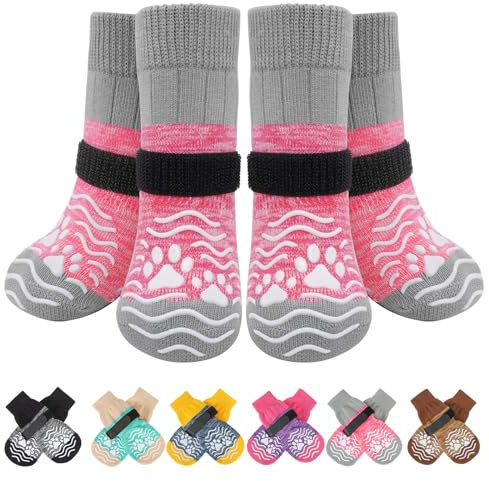 PUPTECK 2 Paar Hundesocken Anti Rutsch, Hundeschuhe Pfotenschutz Hund Verletzung Weiche Socken Hunde Innen- und Außenbereich Outdoor
