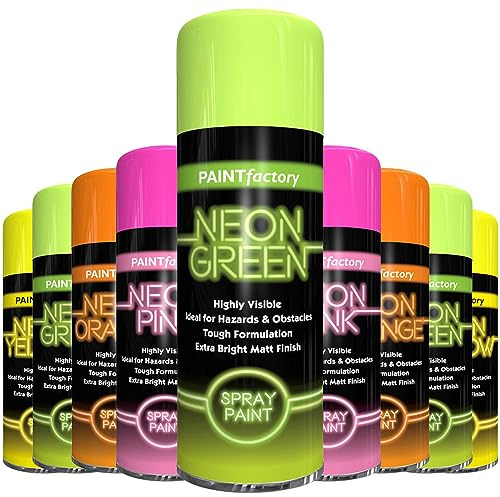 AlezyB 1 x Green Neon Spray Paint 400ml Fluorescent Bright Aerosol Extra Bright Graffiti (Banksey) Paint Assorted Colour