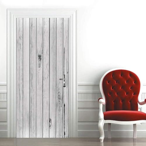 Türtapete Selbstklebend Türposter Weiße Holztür 90 X 200 Cm Türaufkleber Fototapete Abnehmbar, 3D Bewirken Tür Türfolie Poster Tapete Für Wohnzimmer Küche Schlafzimmer - Kinderzimmer Wohnzimm -6O7S5X0