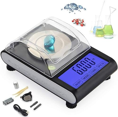 JUELIN Balance de Cuisine, Balance analytique 0,001, Balance de Poche numérique en Milligramme de Haute précision 50G x 0,001G, Balance de Laboratoire de Haute précision Grand écran LCD, Ele