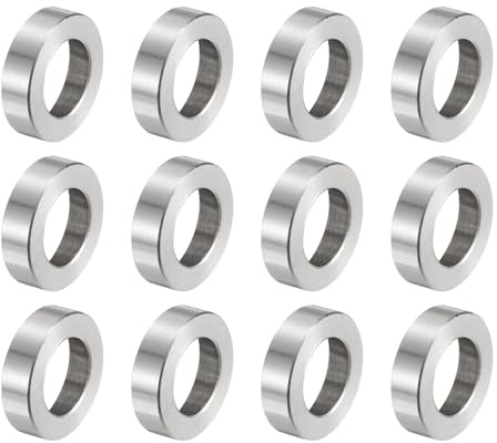 QUARKZMAN 12 Stück Edelstahl-Abstandshalter 12 mm Bohrung x 20 mm Außendurchmesser x 6 mm Länge Schraubenbuchse Blanko-Finish Runder Metall-Distanzhülsen für M12 Schrauben und Stangen