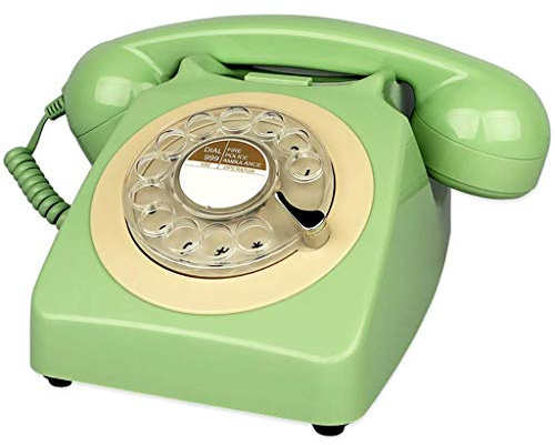 Telefono retrò | Linea Fissa Portatile | Quadrante Rotante | Plastica ABS | Autentico Campanello | per la Decorazione della casa e dell'ufficio (Bianco) （6 Colori Disponibili） (Colore: Verde)