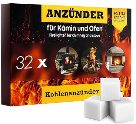 Blumixx Anzündwürfel – 32 Pakete = 1536 Würfel, Grillanzünder, Kaminanzünder und Kohleanzünder – Perfektes Grill Zubehör für Kamin und Grill, Anzünder Würfel