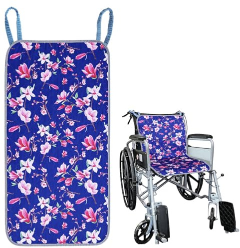 Hochsaugfähige Inkontinenzunterlage für ältere Menschen,Wasserdichte Einlagen,Waschbar und wiederverwendbar,Rollstuhlkissen,Rutschfestes Sitzkissen mit zwei Schlaufengriffen,50 x 90 cm,Blumenstil D