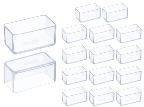sourcing map 16 protezioni in silicone per gambe di sedie, 2,5 x 5,1 cm, antiscivolo, per gambe di sedie, rettangolari, per pavimenti in legno duro, riducono rumore e graffi, trasparenti